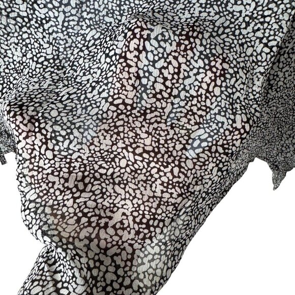 Anine Bing NEW Abigail 100% Silk Abstract Print Blouse Black White Small Sheer - Picture 6 of 12
